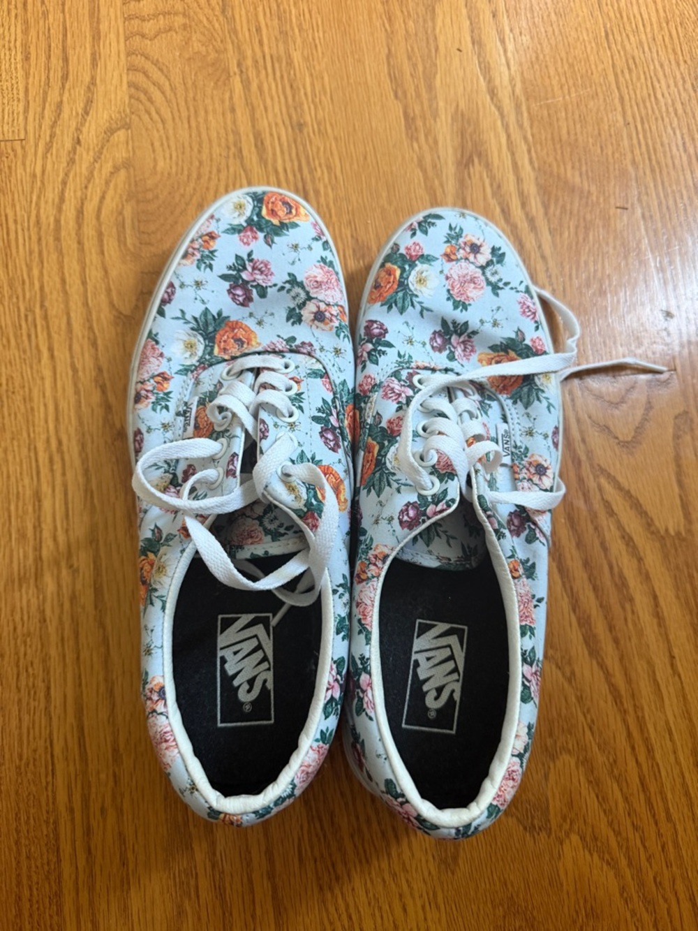 Vans Floral Canvas Sneakers in White with Pink, Orange, Green